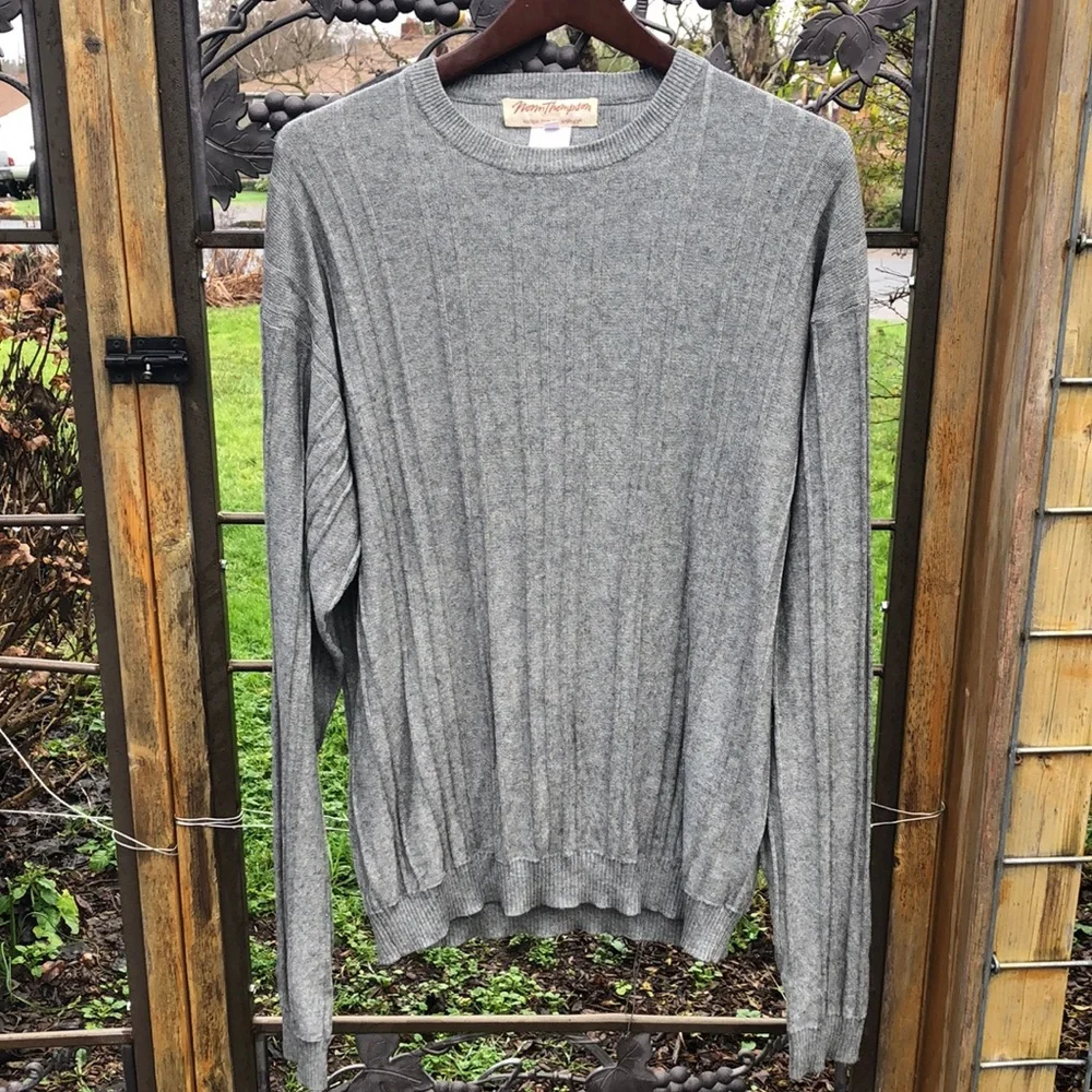 Norm Thompson gray silk and cashmere blend long sleeve sweater size XL